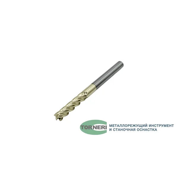 Фрезы твердосплавные t026120 Фреза концевая твердосплавная ц/х ф 8.0х35х100 мм z=4 по нержавеющей стали и титану, с покрытием ZrN, HRC 68