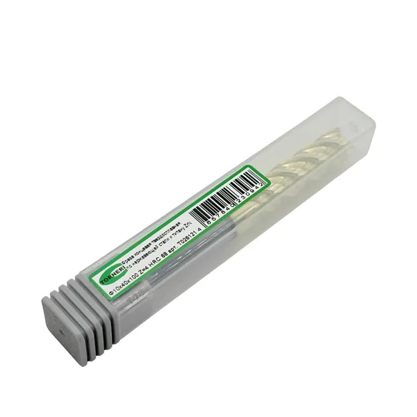 Фреза концевая твердосплавная ц/х ф 10х40х100 мм z=4 по нержавеющей стали и титану, с покрытием ZrN, HRC 68 t026121  (Фото 3)