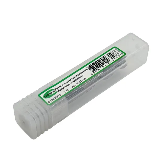 Фреза концевая твердосплавная ц/х ф 10х30х75 мм z=3, по алюминию обдирочная t026135  (Фото 3)