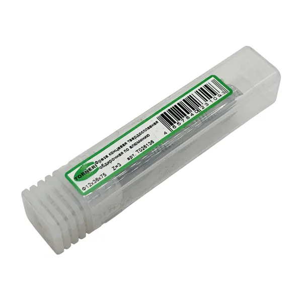 Фреза концевая твердосплавная ц/х ф 12х36х75 мм z=3, по алюминию обдирочная t026136  (Фото 2)