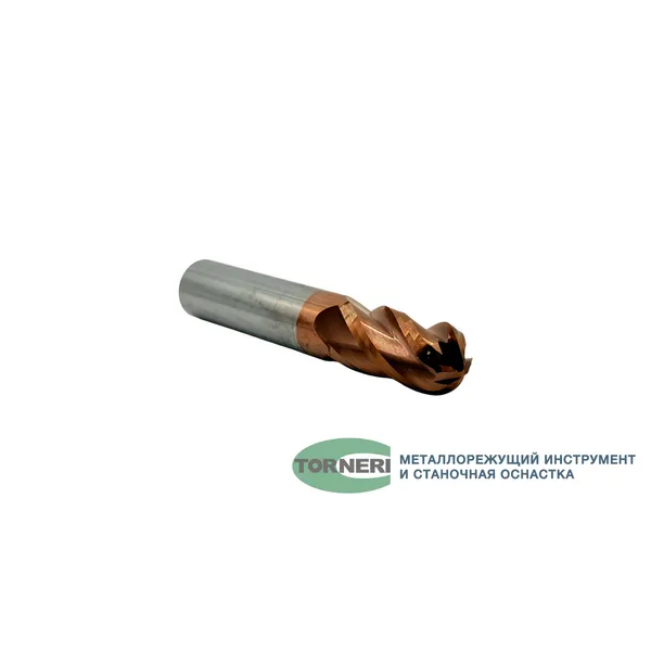Фрезы твердосплавные t026300 Фреза сферическая твердосплавная ц/х ф 18х36х100 мм z=4 по стали, с покрытием TiXCo, HRC 55