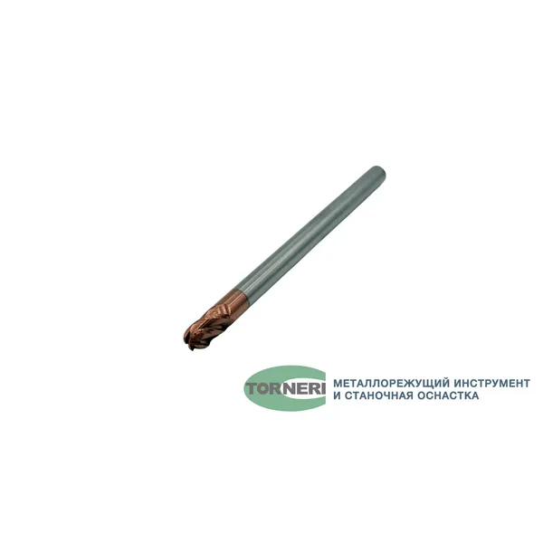 Фрезы твердосплавные t026306 Фреза сферическая твердосплавная ц/х ф 6.0х12х100 мм z=4 по стали, с покрытием TiXCo, HRC 55