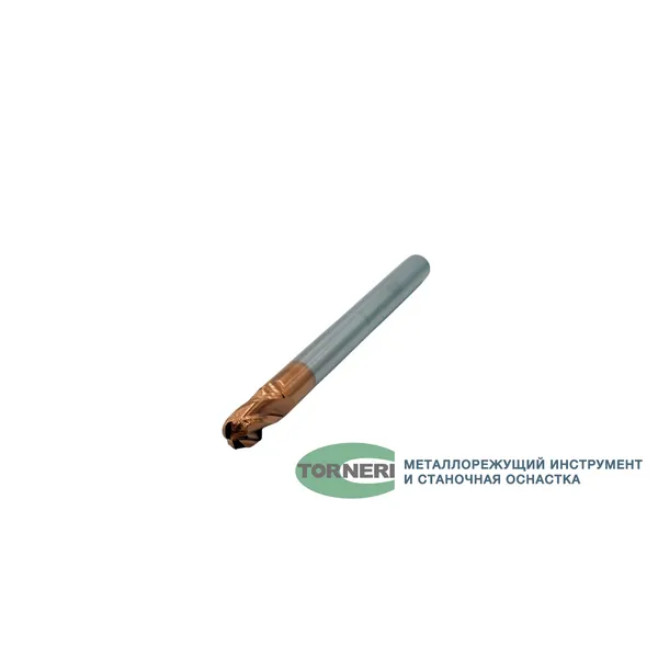 Фрезы твердосплавные t026307 Фреза сферическая твердосплавная ц/х ф 8.0х16х100 мм z=4 по стали, с покрытием TiXCo, HRC 55