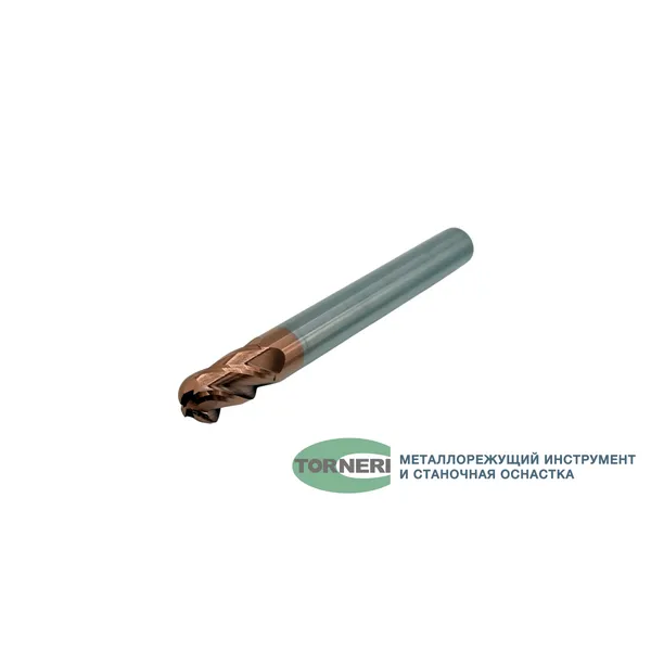 Фрезы твердосплавные t026308 Фреза сферическая твердосплавная ц/х ф 10х20х100 мм z=4 по стали, с покрытием TiXCo, HRC 55