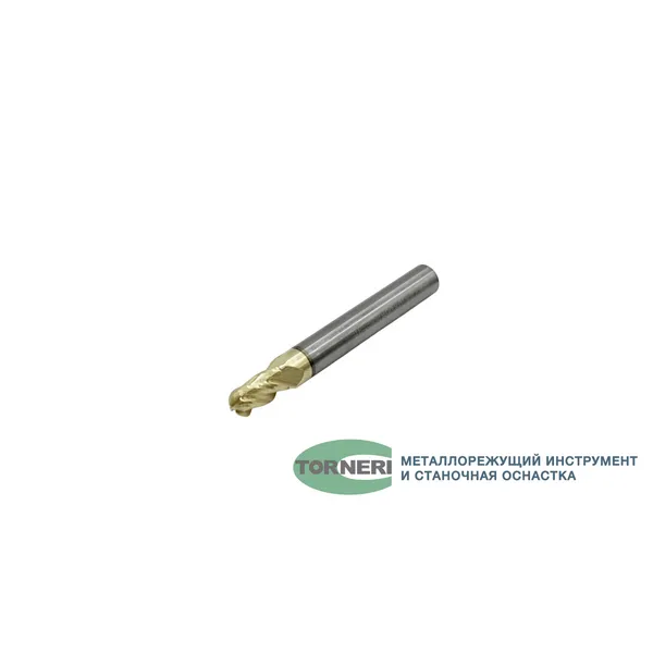 Фреза сферическая твердосплавная ц/х ф 5.0х10х50 мм z=4 по нержавеющей стали и титану, с покрытием ZrN, HRC 68 t026326  (Фото 2)