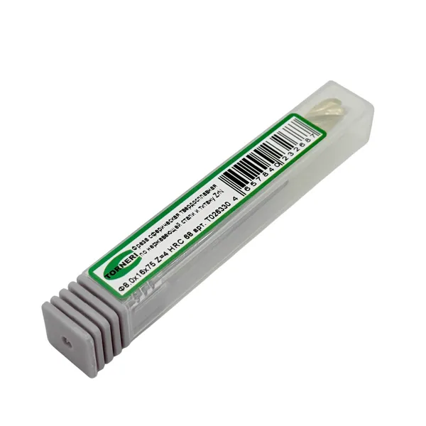 Фреза сферическая твердосплавная ц/х ф 8.0х16х75 мм z=4 по нержавеющей стали и титану, с покрытием ZrN, HRC 68 t026330  (Фото 3)