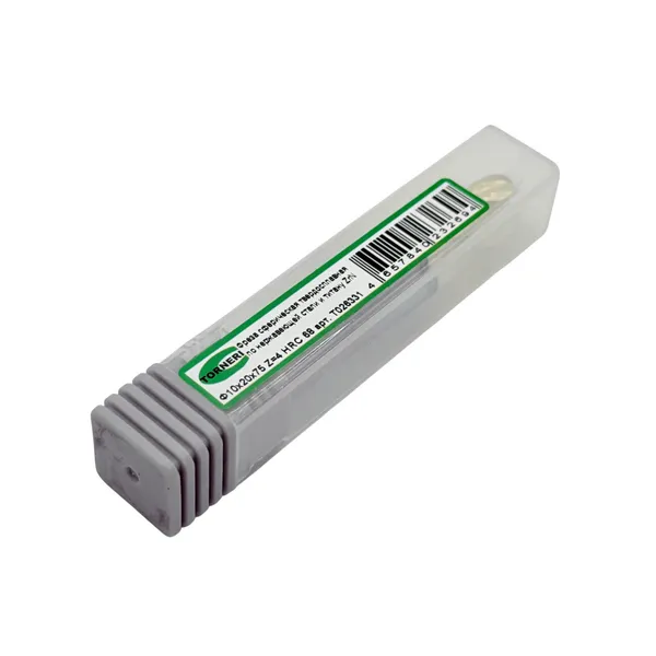 Фреза сферическая твердосплавная ц/х ф 10х20х75 мм z=4 по нержавеющей стали и титану, с покрытием ZrN, HRC 68 t026331  (Фото 3)