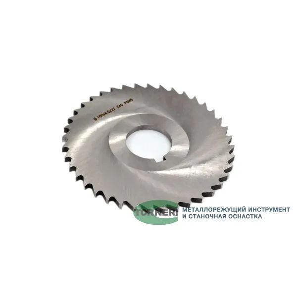 Фреза дисковая отрезная ф 100х4.0х22 мм Р6М5 z=80 прорезной зуб, cо ступицей, c ш/п 044223  (Фото 2)