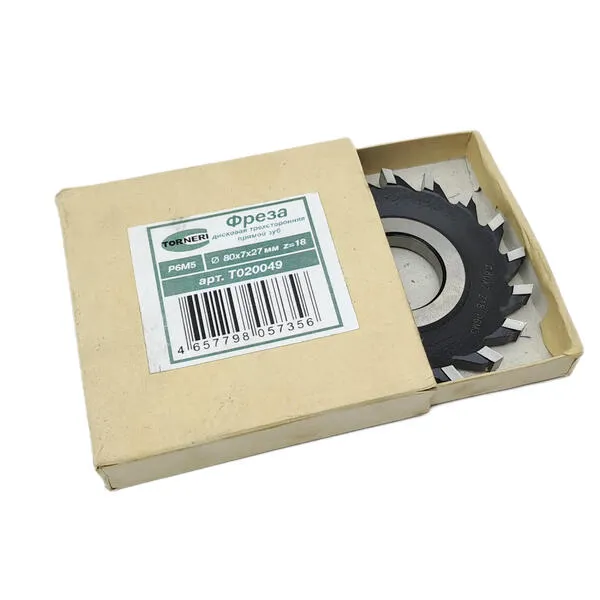 Фрезы t020049 Фреза дисковая трехсторонняя ф 80х7х27 мм Р6М5 z=18 прямой зуб