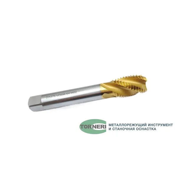 Метчик машинно-ручной М 36х4.0 DIN376 для глухих отверстий с винтовой канавкой с покрытием TiN HSSE t020711  (Фото 2)