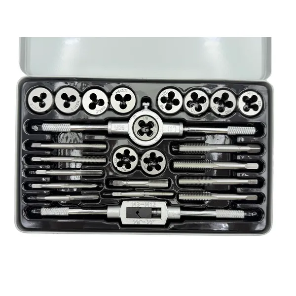 Набор метчиков и плашек М5 - М12 (24 предмета) в металлическом кейсе t023750  (Фото 2)