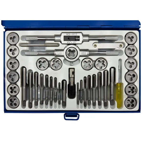 Набор метчиков и плашек М3 - М12 (40 предметов) в металлическом кейсе t023751  (Фото 3)
