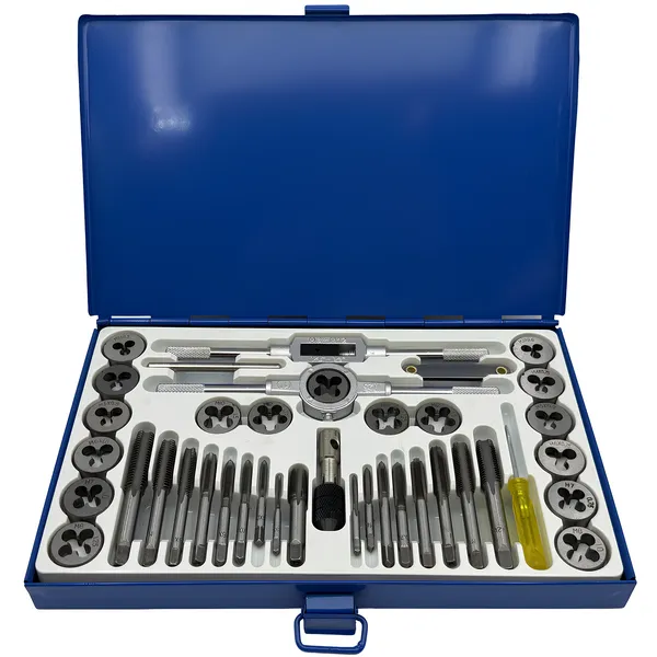 Наборы метчиков и плашек t023751 Набор метчиков и плашек М3 - М12 (40 предметов) в металлическом кейсе