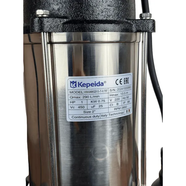 Канализационный насос V50GNWQD13-7-0,75F Kepeida с измельчителем Т030338 t030338  (Фото 6)