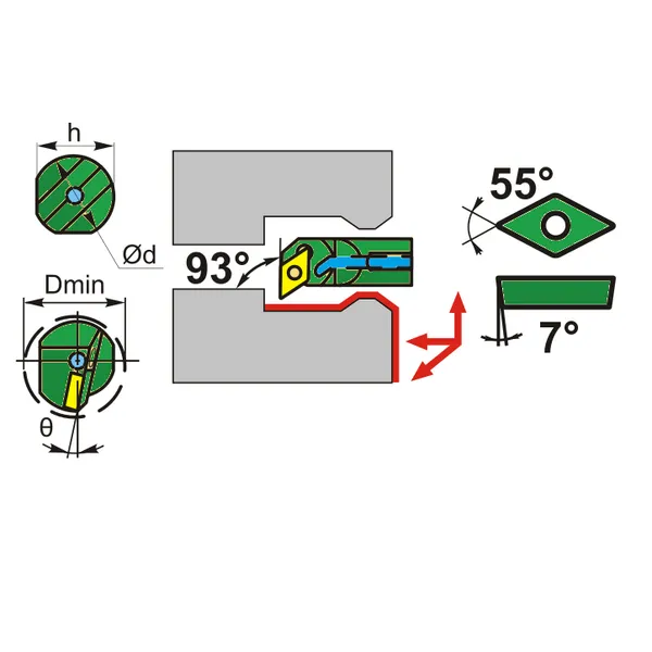 Резцы со сменными пластинами t026742 Державка для внутреннего точения S25S-SDUCR11