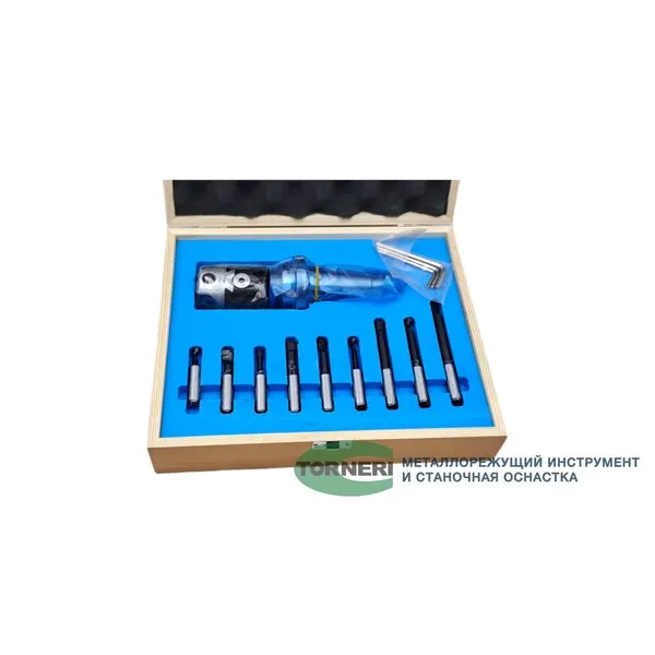 Станочная оснастка t020245 Головка расточная ф 50 мм, D расточки 10-70 мм, с хвостовиком 7:24 NT40 (DIN 2080, М16х2.0), с комплектом резцов из 9-ти шт.