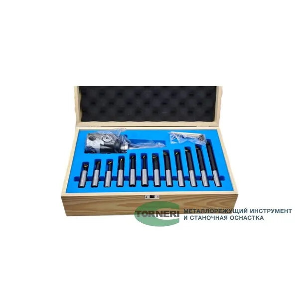 Головка расточная ф 75 мм, D расточки 12-120 мм, с хвостовиком КМ3, с комплектом резцов из 12-ти шт. t020247  (Фото 4)