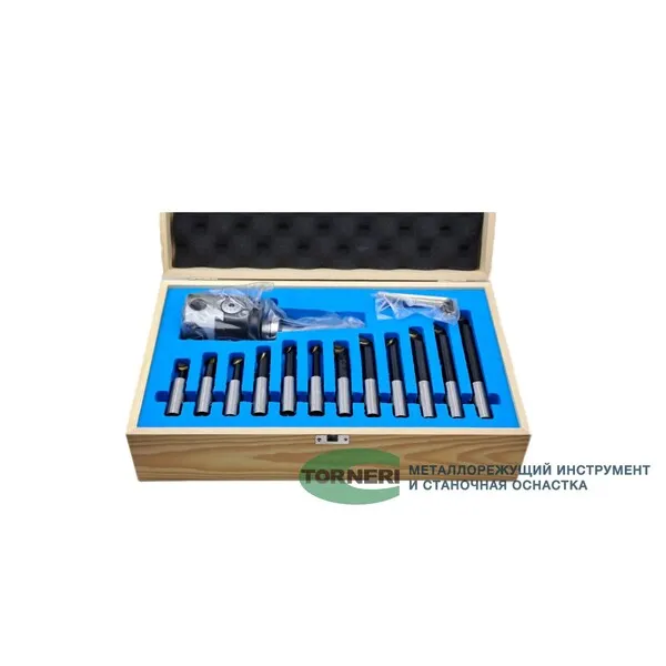 Головка расточная ф 75 мм, D расточки 12-120 мм, с хвостовиком КМ3, с комплектом резцов из 12-ти шт. t020247  (Фото 2)