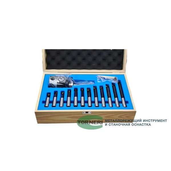 Головка расточная ф 75 мм, D расточки 12-120 мм, с хвостовиком КМ3, с комплектом резцов из 12-ти шт. t020247  (Фото 3)