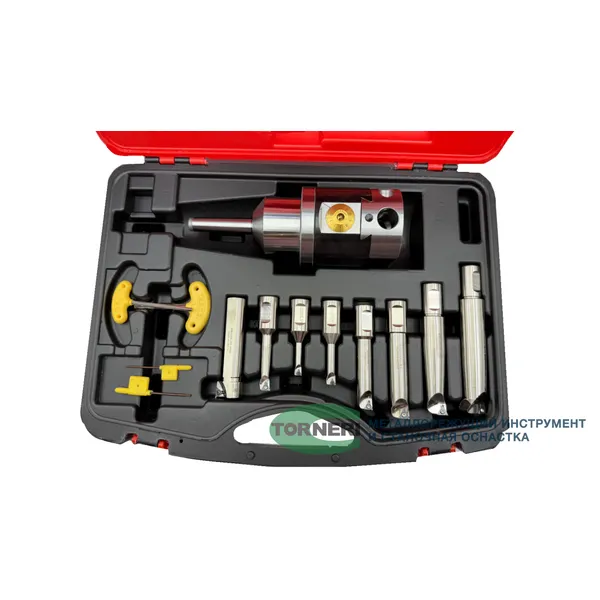 Головка расточная микрометрическая NBH2084, D расточки 8-280 мм, с хвостовиком КМ2, с комплектом резцов из 8-ми шт. t024151  (Фото 2)