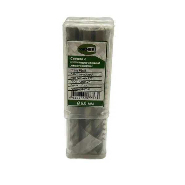 Сверло с цилиндрическим хвостовиком ф 6.0 мм Р6М5 шлифованное А1 042359  (Фото 2)