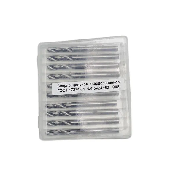 Сверла t018465 Сверло с цилиндрическим хвостовиком ф 4.5х24х60 мм монолитное твердосплавное