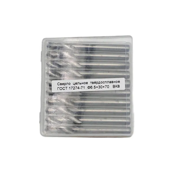 Сверла t018469 Сверло с цилиндрическим хвостовиком ф 6.5х30х70 мм монолитное твердосплавное