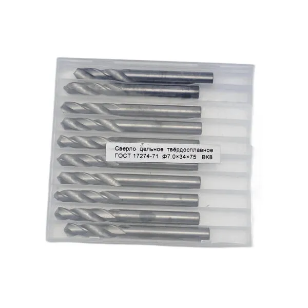 Сверла t018470 Сверло с цилиндрическим хвостовиком ф 7.0х34х75 мм монолитное твердосплавное