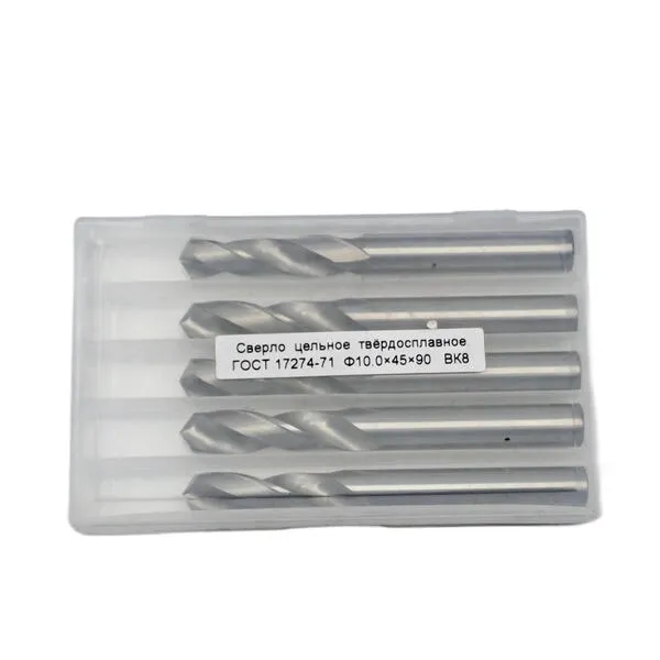 Сверла t018472 Сверло с цилиндрическим хвостовиком ф 10.0х45х90 мм монолитное твердосплавное