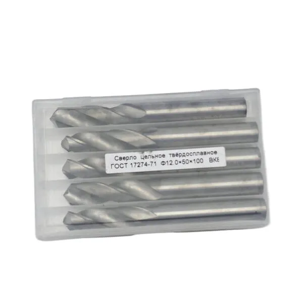 Сверла t018473 Сверло с цилиндрическим хвостовиком ф 12.0х50х100 мм монолитное твердосплавное
