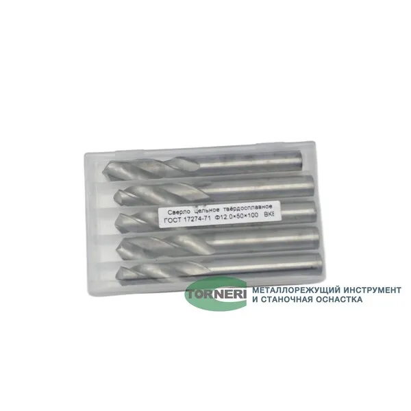 Сверло с цилиндрическим хвостовиком ф 12.0х50х100 мм монолитное твердосплавное t018473  (Фото 2)