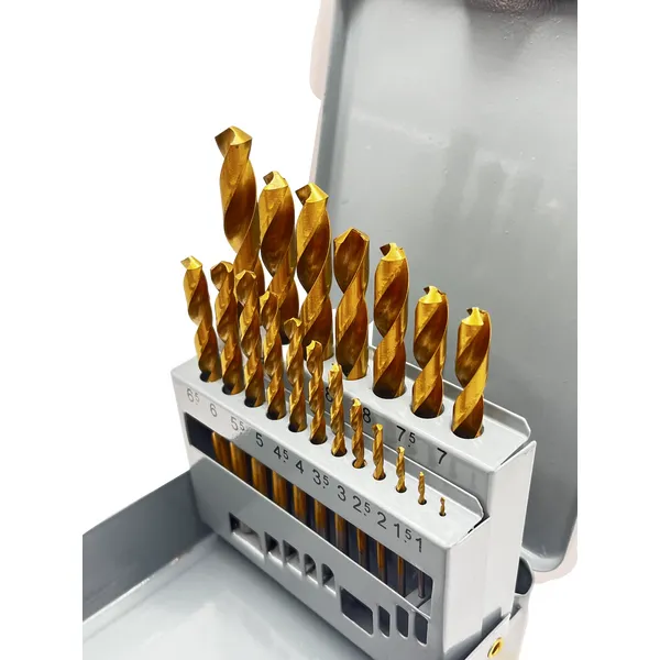 Набор сверл по металлу 19 шт. (ф 1.0 мм - ф 10.0 мм) кл. А1 с покрытием TiN t023762  (Фото 5)