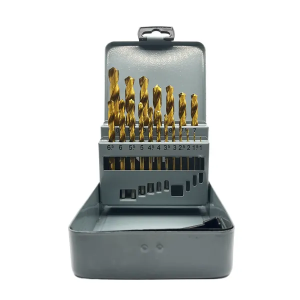 Сверла t023762 Набор сверл по металлу 19 шт. (ф 1.0 мм - ф 10.0 мм) кл. А1 с покрытием TiN