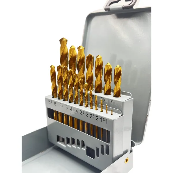 Набор сверл по металлу 19 шт. (ф 1.0 мм - ф 10.0 мм) кл. А1 с покрытием TiN t023762  (Фото 2)