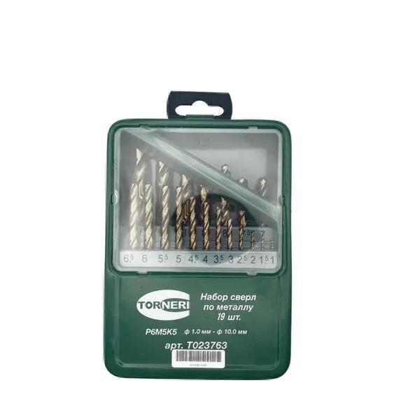 Набор сверл по металлу 19 шт. (ф 1.0 мм - ф 10.0 мм) Р6М5К5 t023763  (Фото 2)
